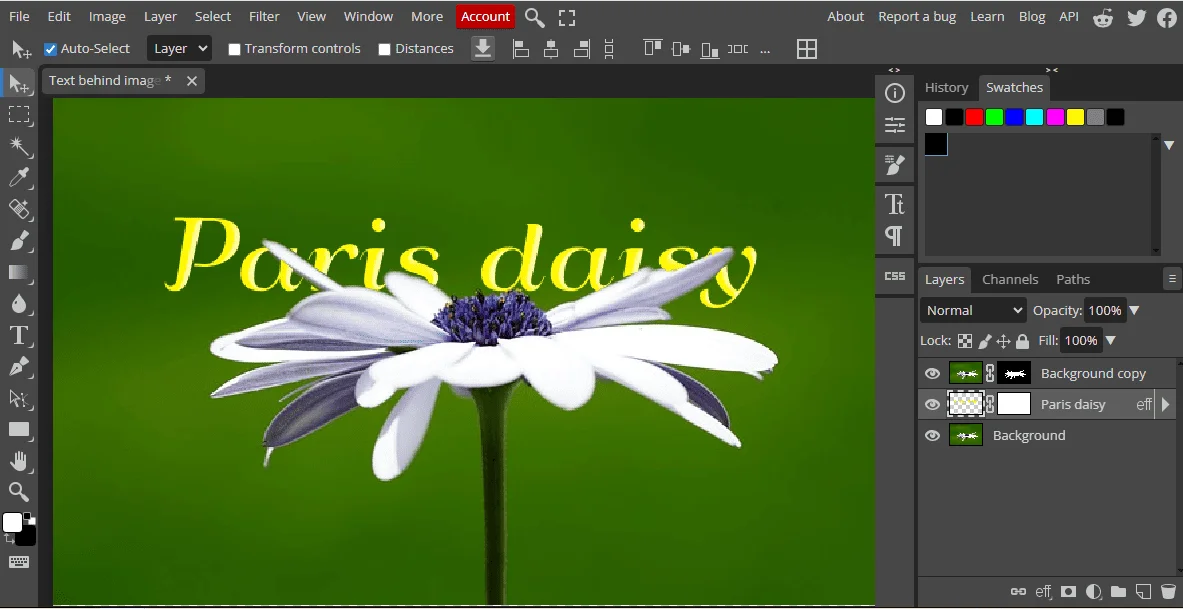 How to Put Text Behind an Image in Photopea (Step-by-Step for Beginners)